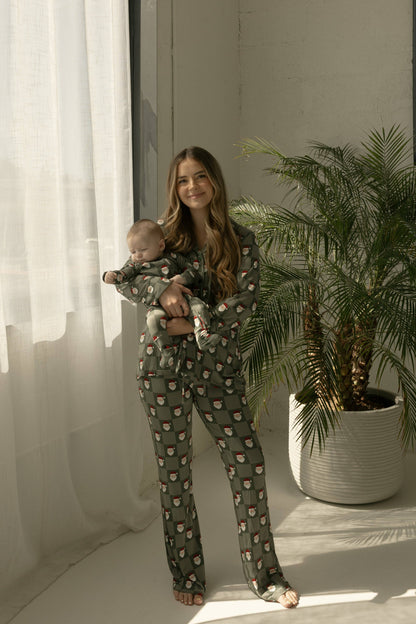 Forever French Baby - Bamboo Zip Pajamas | Santa Checkerboard
