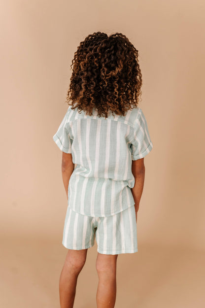Mint Bay Stripes | BOYS LINEN SET