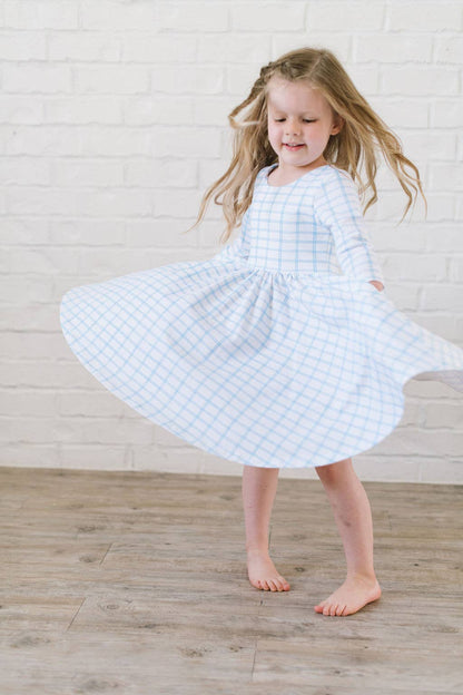 Emile Dress in Blue Picnic  | Pocket Twirl Dress