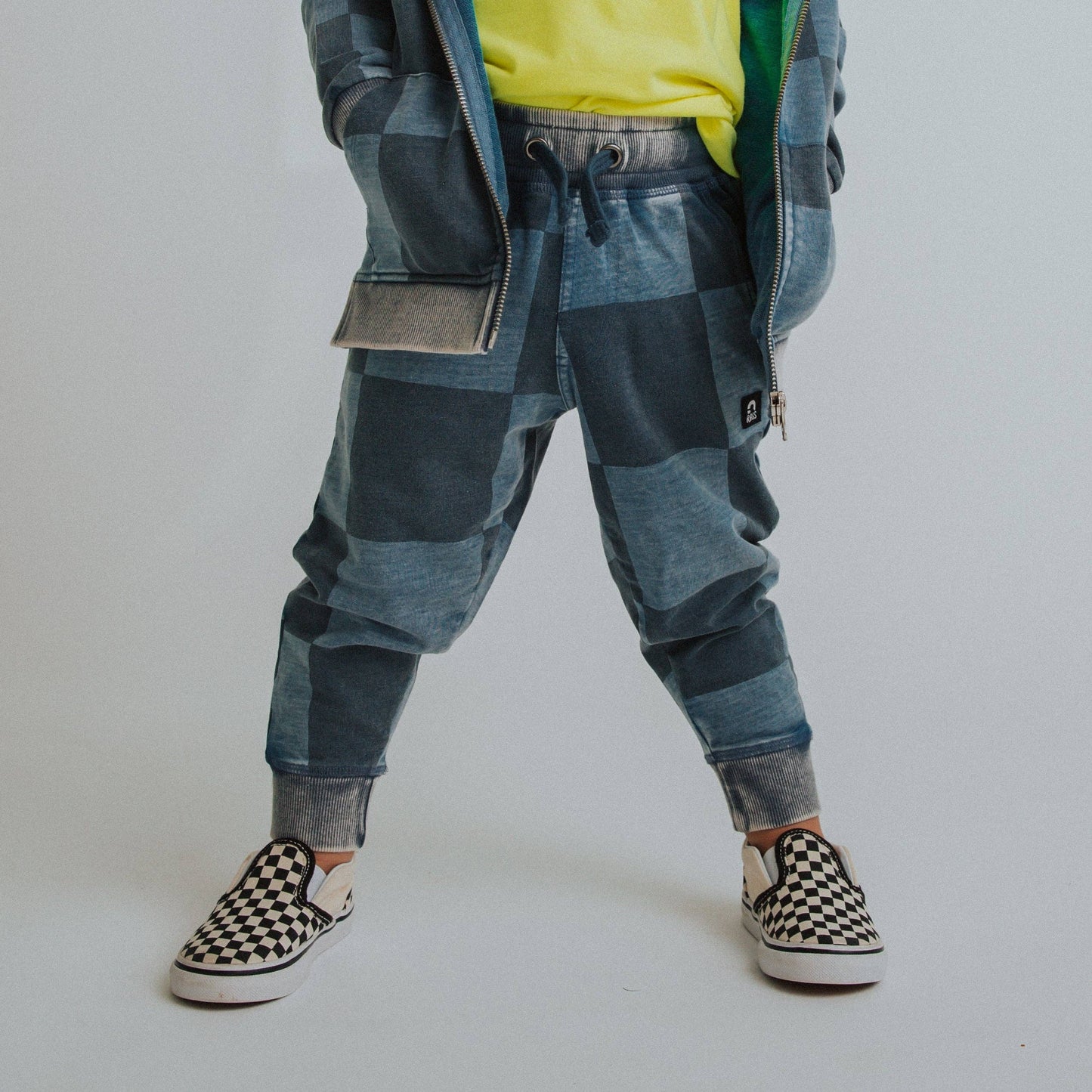 RAGS - Relaxed Fit Joggers - Blue Denim Check