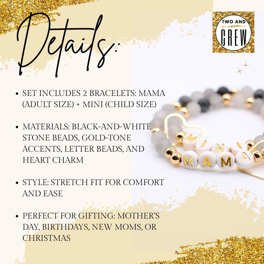 Two and Crew - Faith Based Jewelry & Gifts - Mama Mini Bracelet Set – Matching Mother gift, Mom bracelet