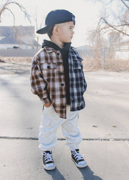 Little Trouble - Two-Tone Flannel Navy/Brown