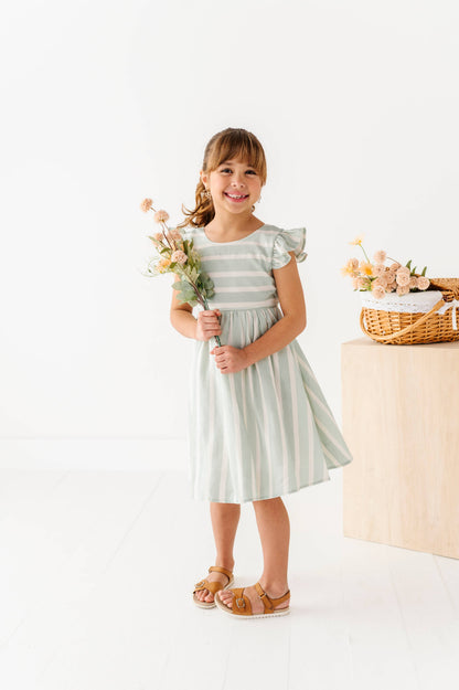 Mint Bay Stripes | TIE-BACK DRESS