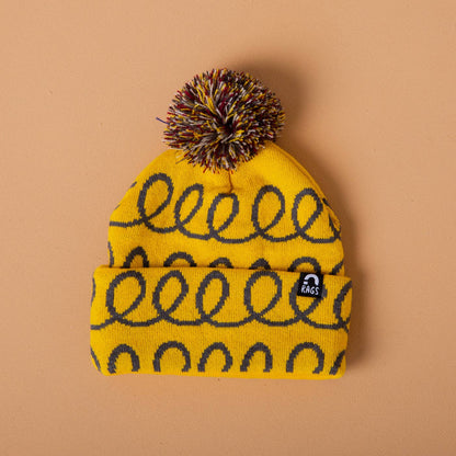 RAGS - Pom Beanie - 'Yellow Loops'