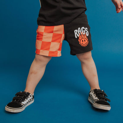 RAGS - Kids Shorts - Orange Check