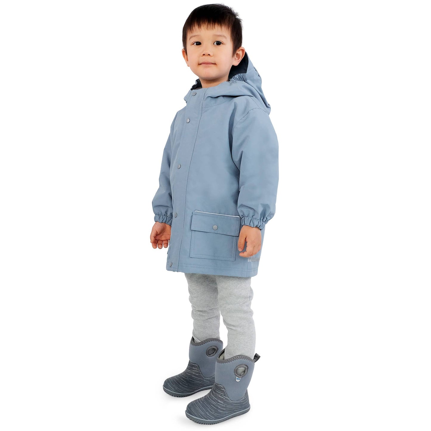 Jan & Jul - Dusty Blue | Cozy-Dry Waterproof Jacket: Fleece-lined