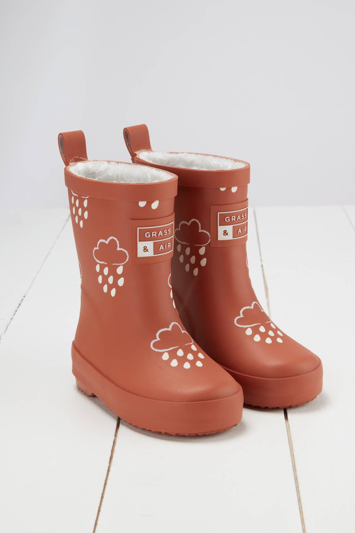 Grass & Air - Burnt Orange Colour-Changing Kids Wellies