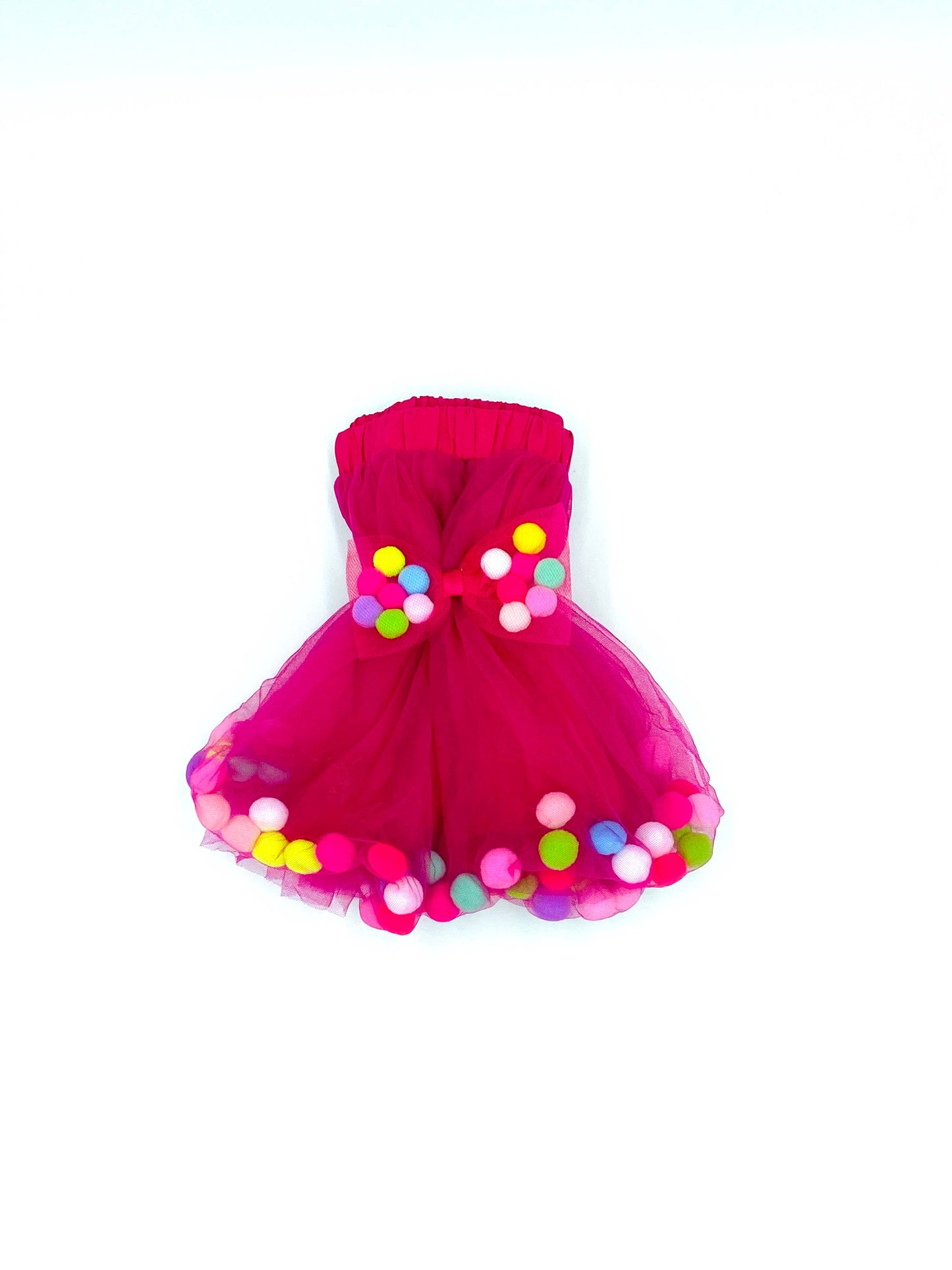 Hot Pink Pom Pom Tutu & Bow Hair Tie-Hot Pink Kids Skirt: Hot Pink/Fuchsia