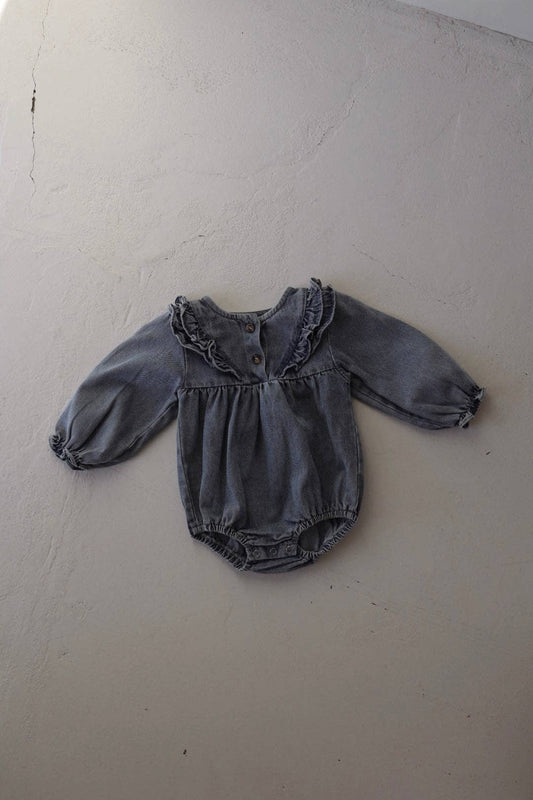 Forever French Baby - Denim Romper | Ruffle
