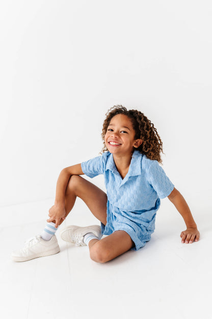 Coastal Blue | BOYS TERRY CHECK SET