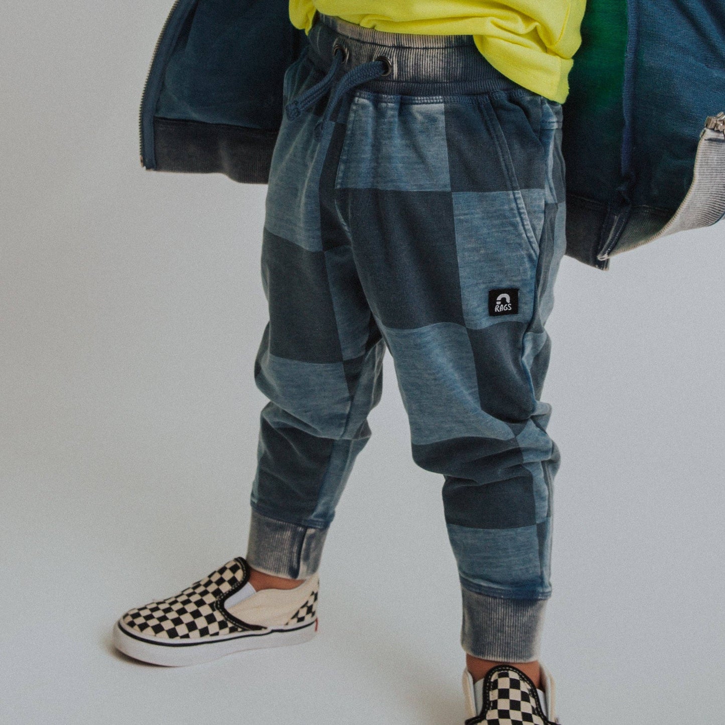 RAGS - Relaxed Fit Joggers - Blue Denim Check