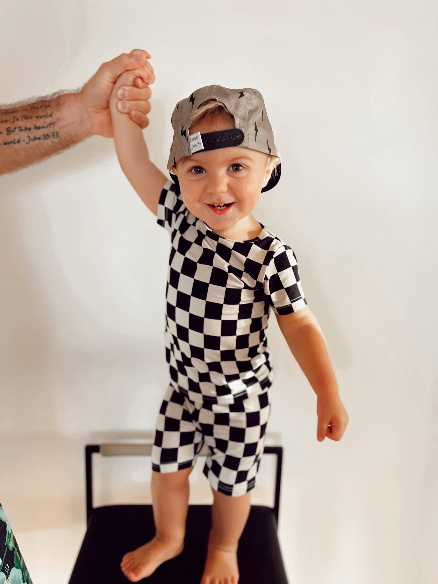 Forever French Baby - Black Checker | Bamboo Short Sets