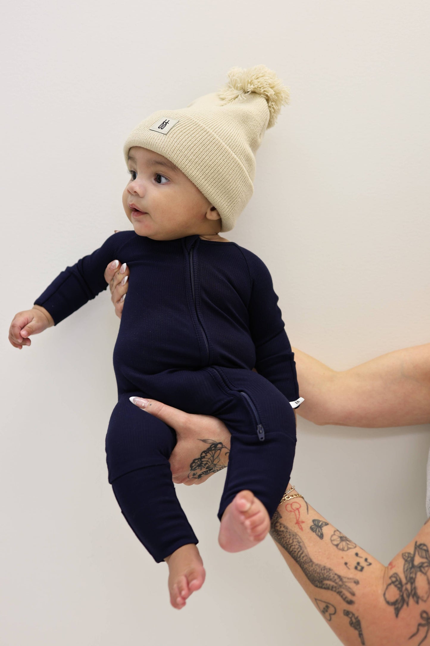 Forever French Baby - Bamboo Zip Pajamas | Blueberry Ribbed