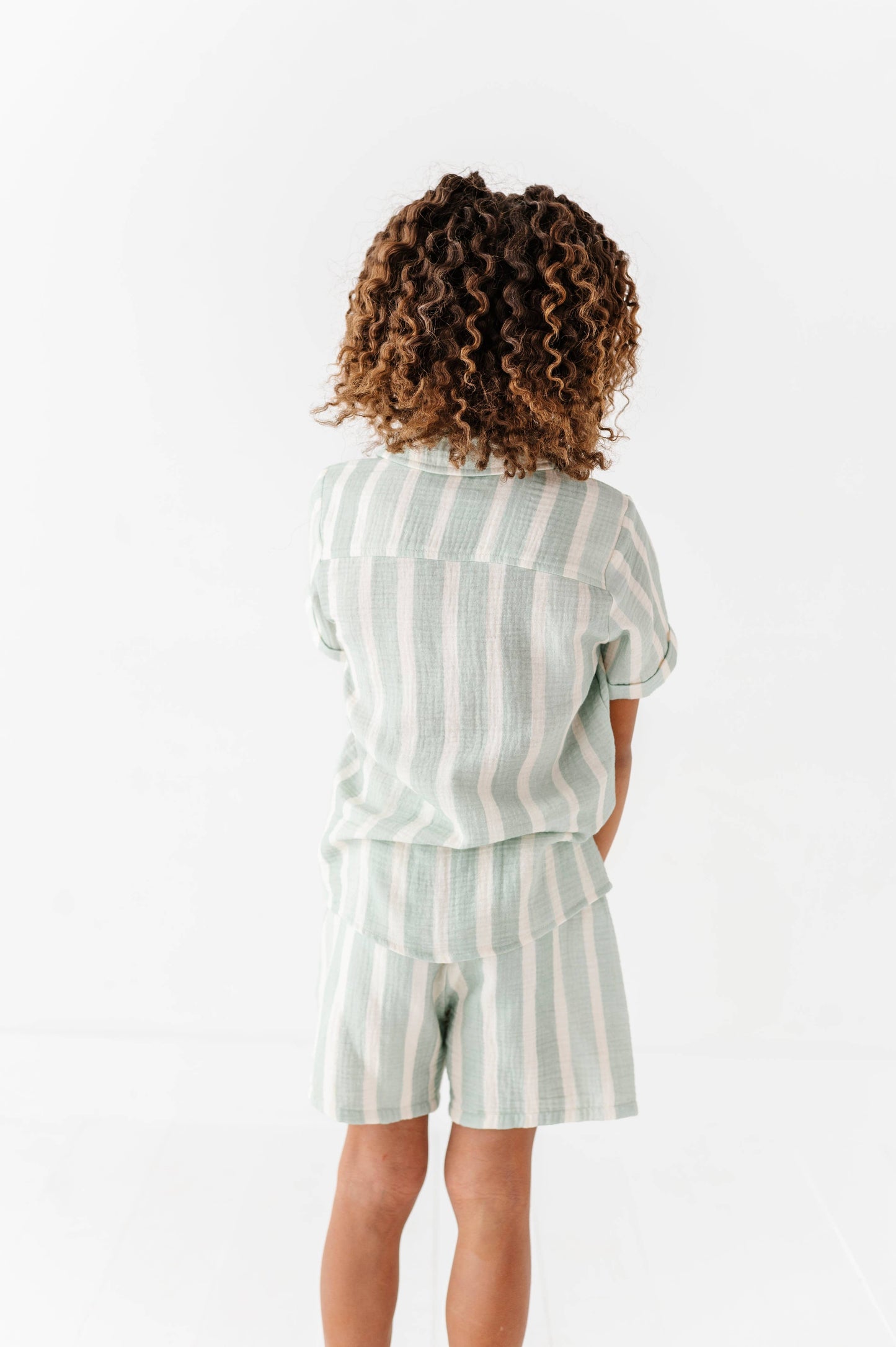 Mint Bay Stripes | BOYS LINEN SET