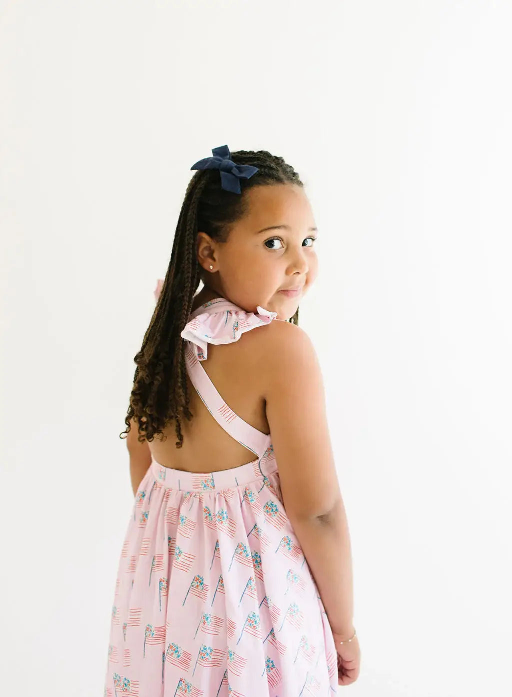Ollie Jay - Rosita Dress in Pink Flags | Girls Pocket Twirl Dress