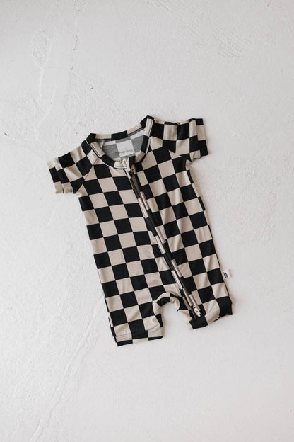 Forever French Baby - Shortie Bamboo Zip | Black Checker