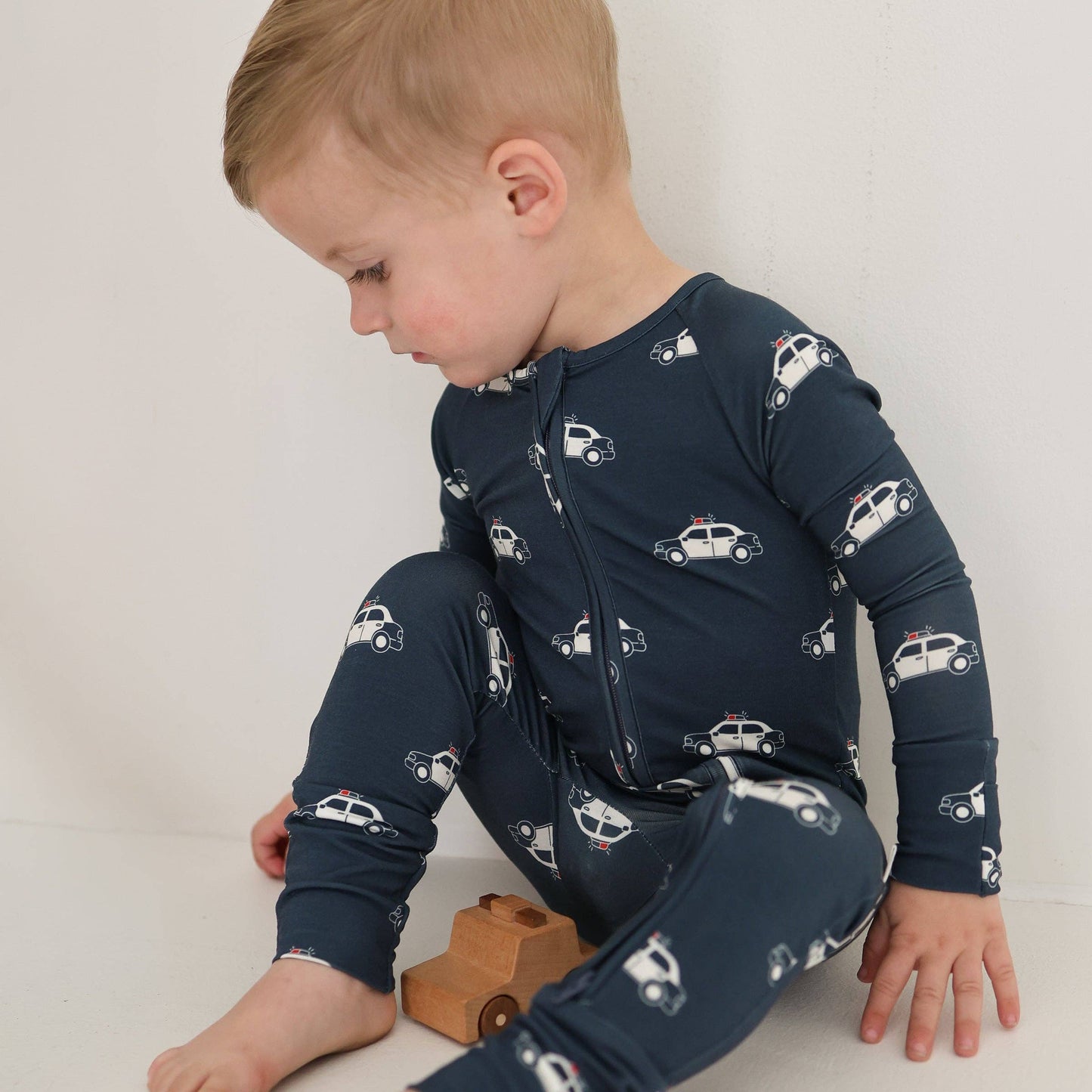 Forever French Baby - Bamboo Zip Pajamas | Police Cruiser