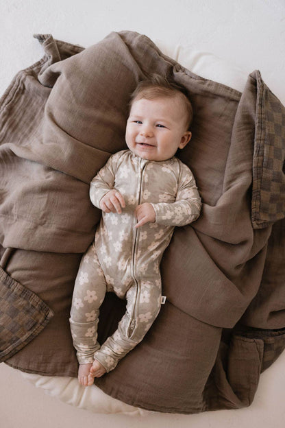 Forever French Baby - Bamboo Zip Pajamas  | French Gray Floral