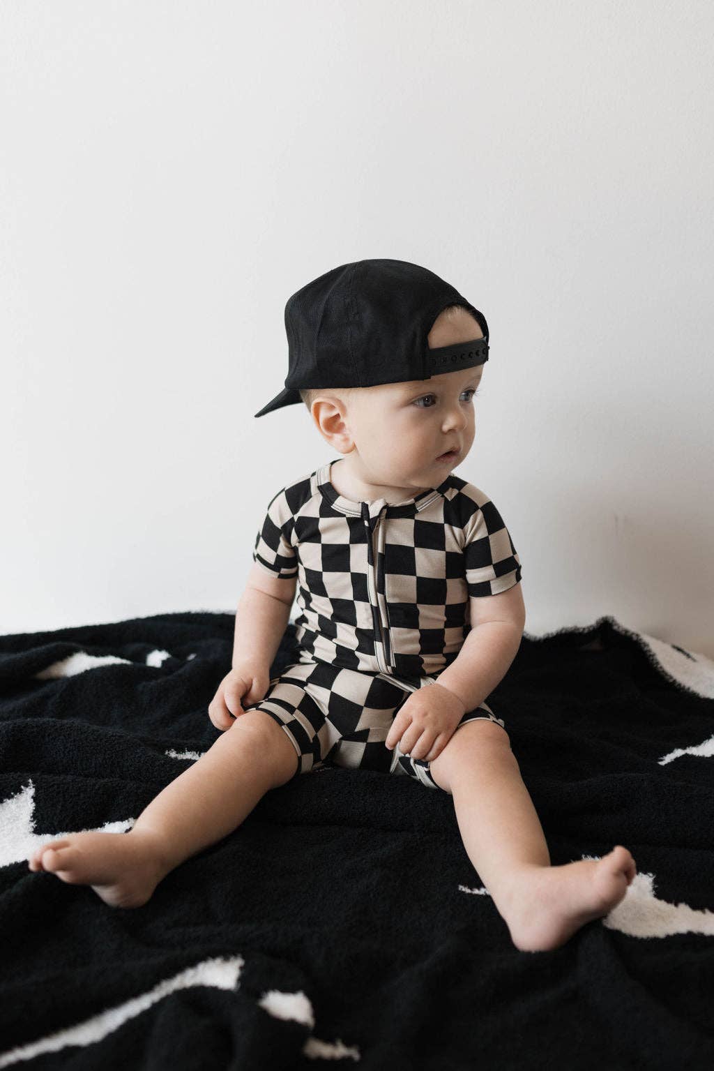 Forever French Baby - Shortie Bamboo Zip | Black Checker