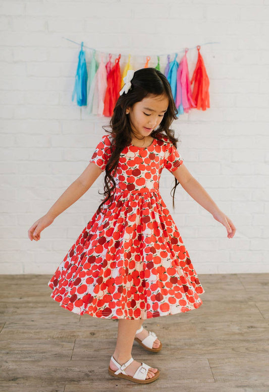 Ollie Jay - Classic Twirl Dress in Apple | Girls BACK TO SCHOOL Dress