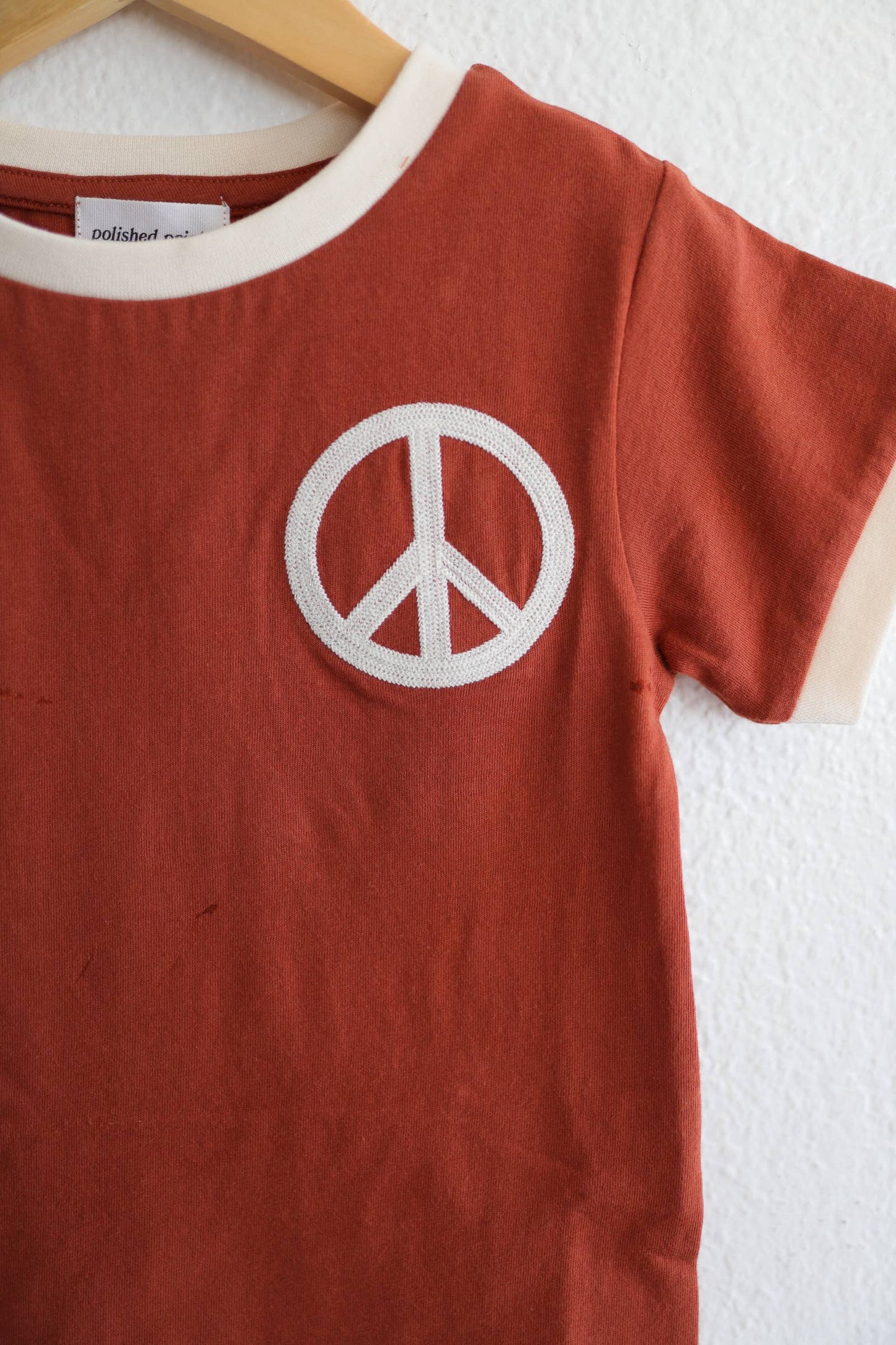 Peace Ringer Tee - Rust