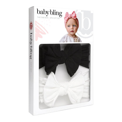 Baby Bling Bows - 2Pk Set FABB: Black and White Baby Fashion Headband