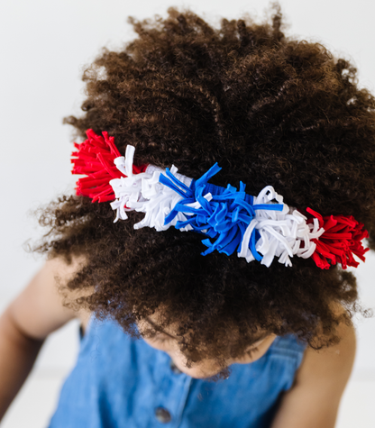 Baby Bling Bows - FRINGE HARD HEADBAND: cherry / ocean / white