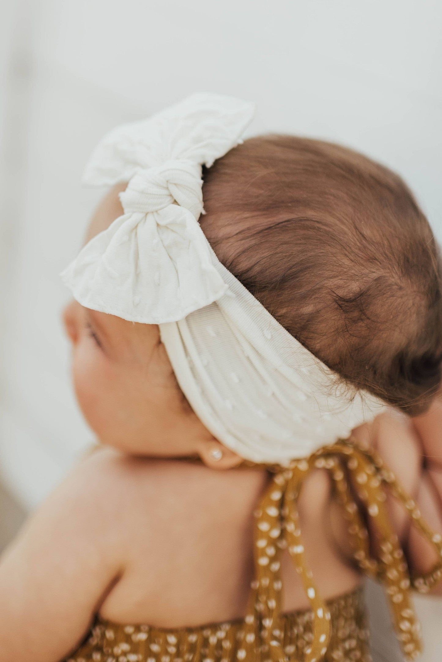 Baby Bling Bows - PATTERNED SHABBY KNOT: ivory dot