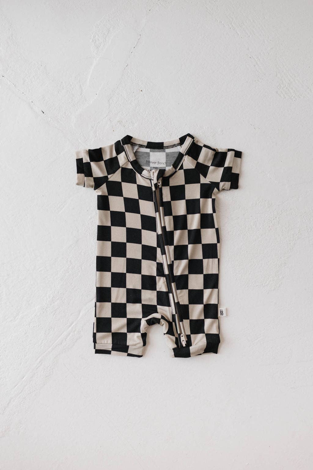 Forever French Baby - Shortie Bamboo Zip | Black Checker