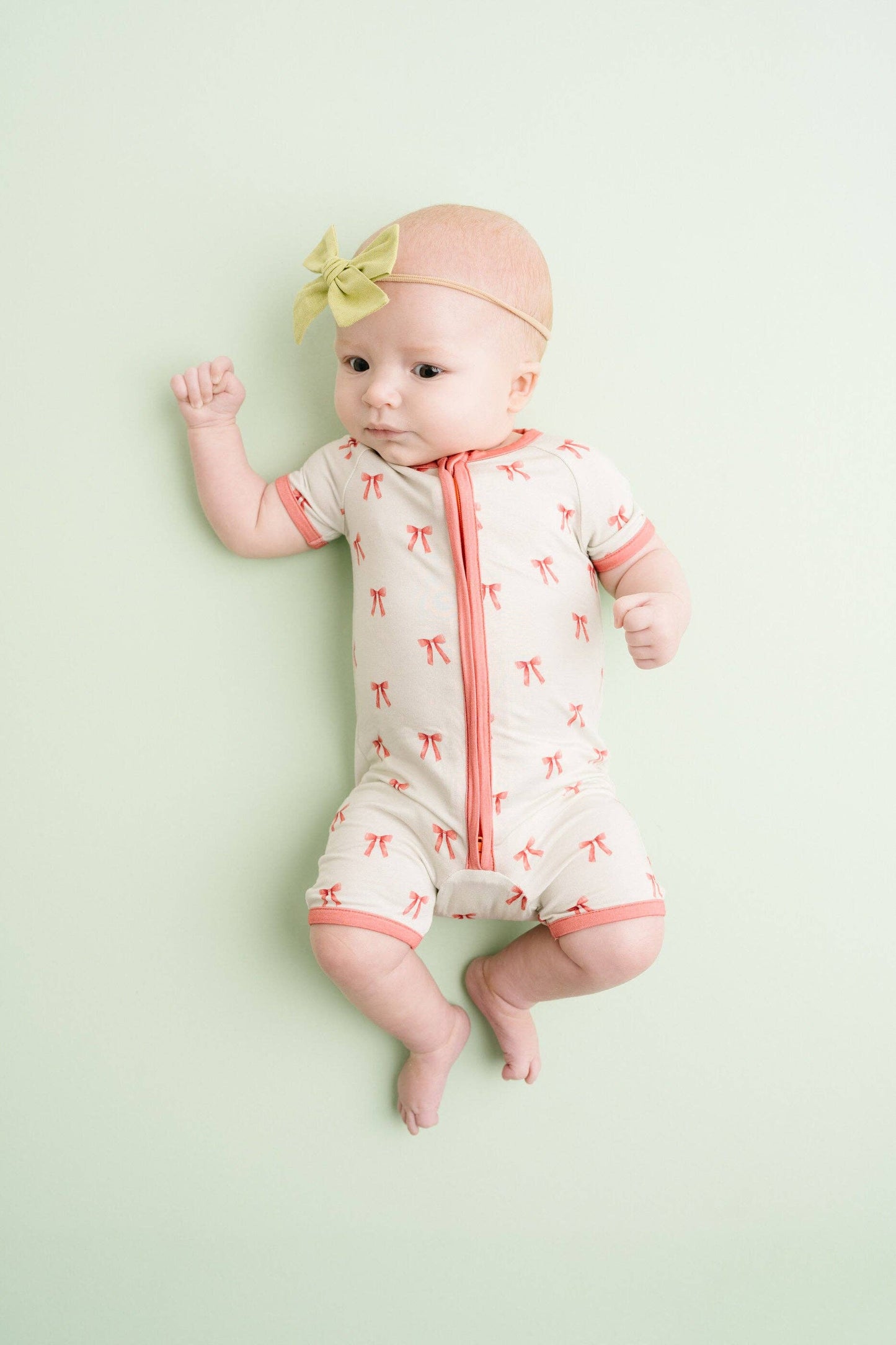 Little One Shop - Ribbon Bow Bamboo Short Romper