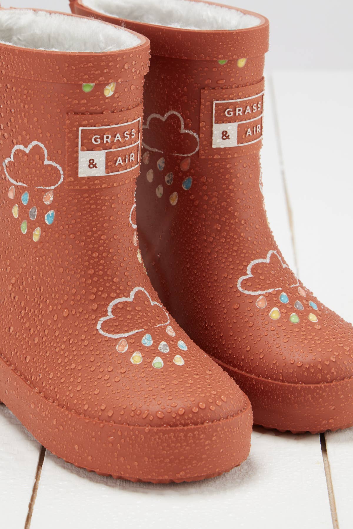 Grass & Air - Burnt Orange Colour-Changing Kids Wellies