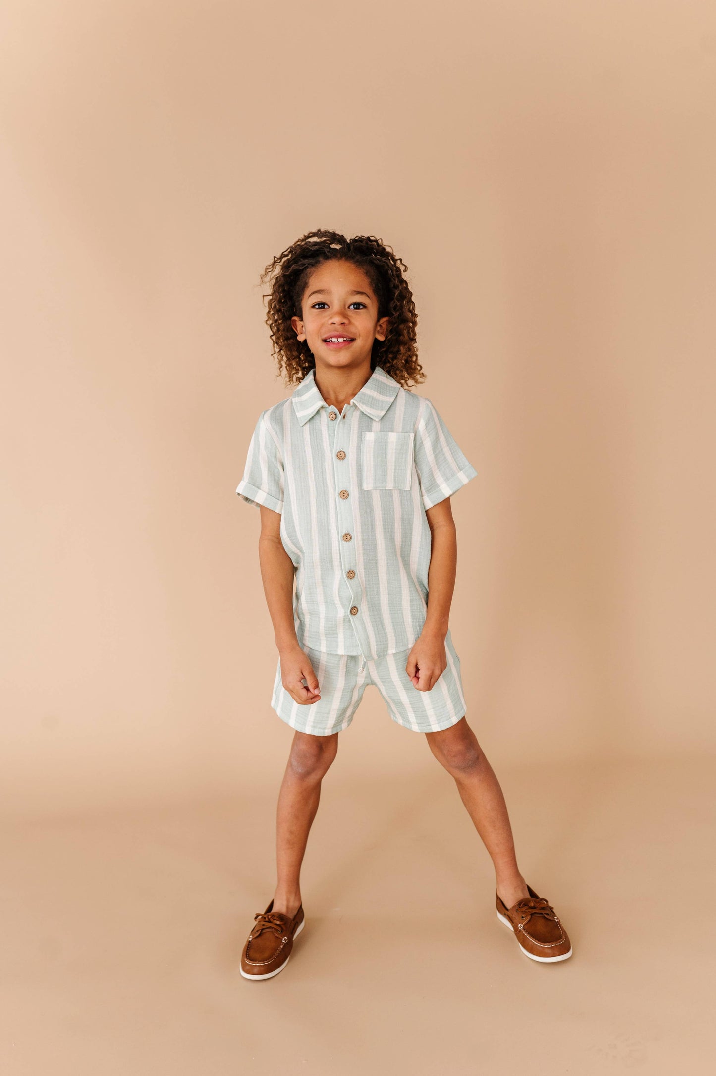 Mint Bay Stripes | BOYS LINEN SET