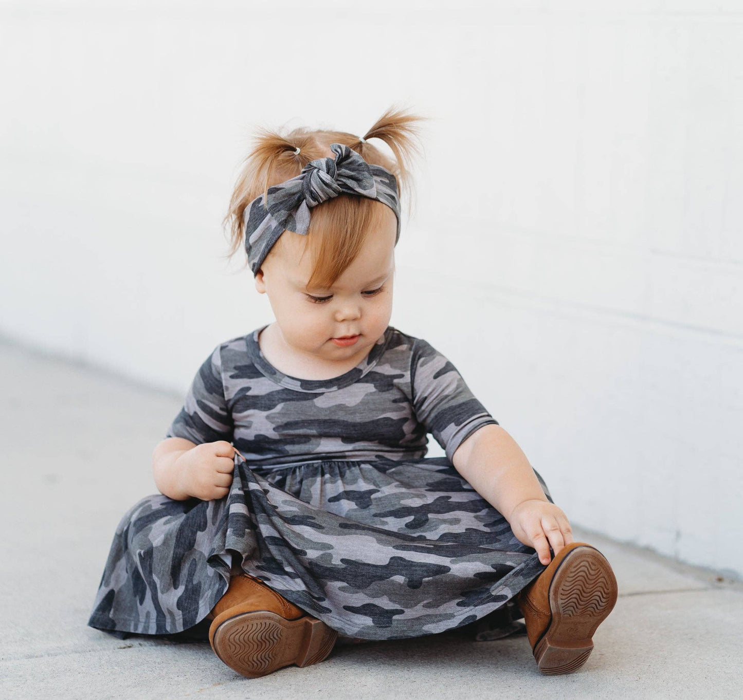 MID SLEEVE BAMBOO DRESS- Camo