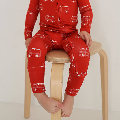 Forever French Baby - Bamboo Zip Pajamas | Fire Truck