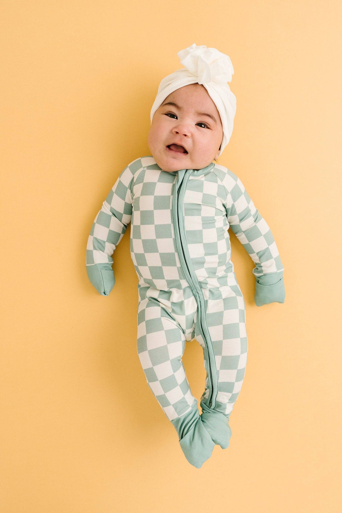 Little One Shop - Seafoam Checkered Bamboo Sleeper