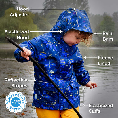 Jan & Jul - Dusty Blue | Cozy-Dry Waterproof Jacket: Fleece-lined