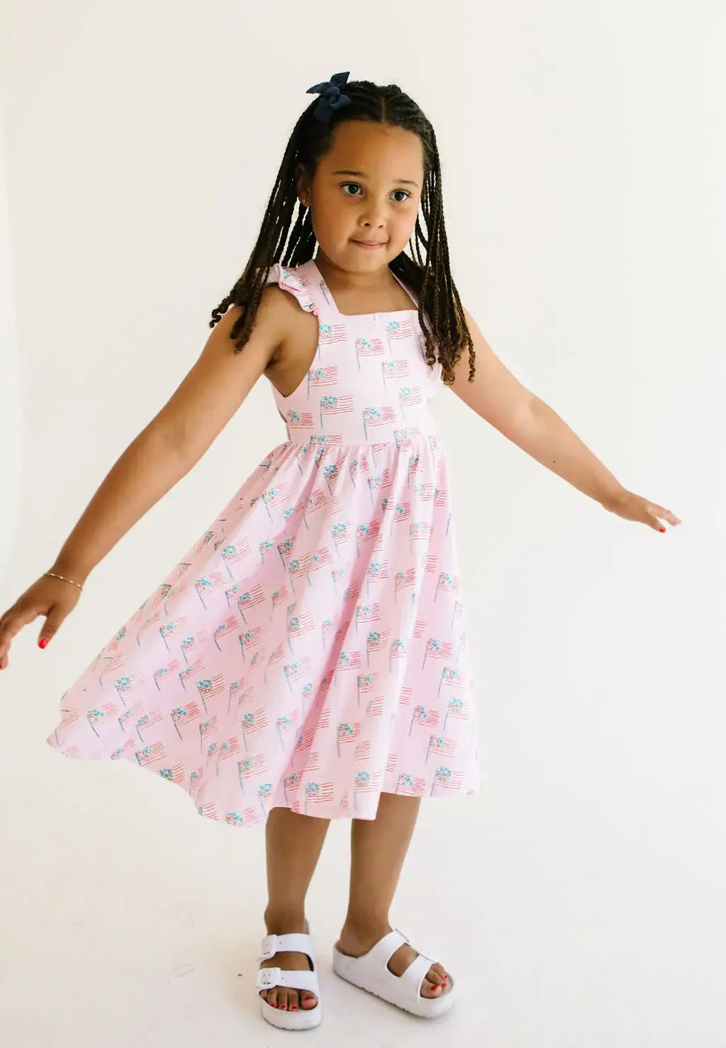 Ollie Jay - Rosita Dress in Pink Flags | Girls Pocket Twirl Dress