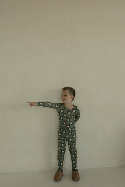 Forever French Baby - Bamboo Two Piece Pajamas | Santa Checkerboard