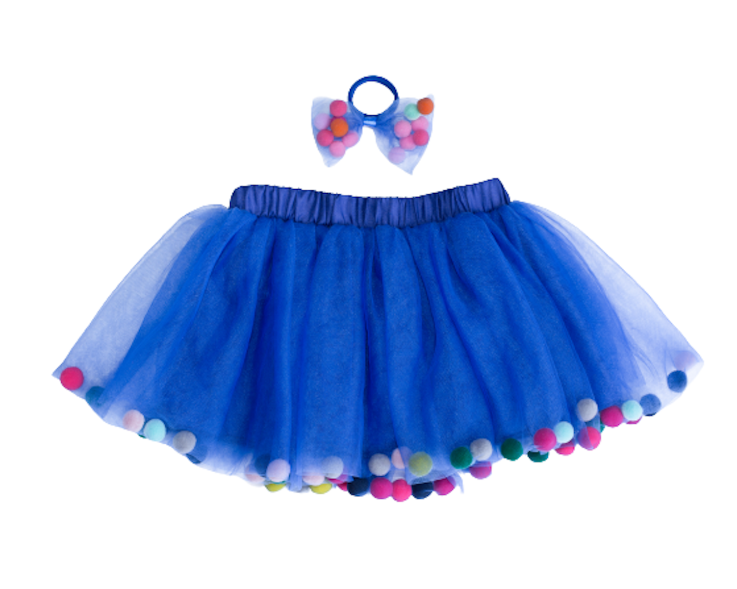 Tutu Skirt | Pom Pom Tutu & Bow Hair Tie 2PC Set | Pink