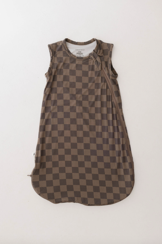 Forever French Baby - Faded Brown Checkerboard | Bamboo Sleep Sack: 0-6 Months / 0.5 TOG