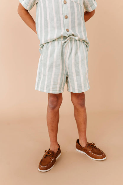 Mint Bay Stripes | BOYS LINEN SET