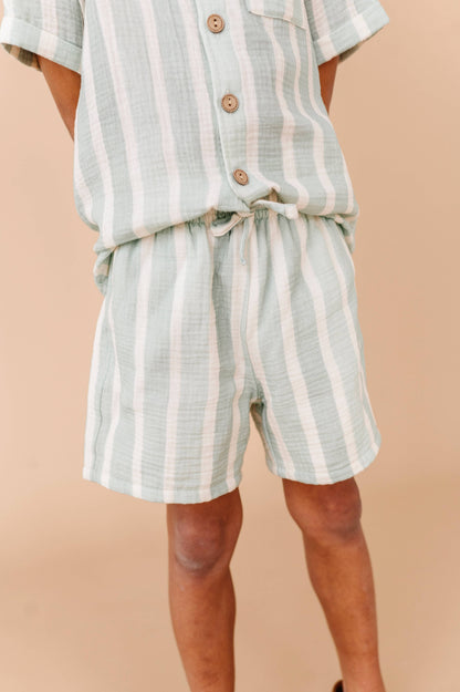 Mint Bay Stripes | BOYS LINEN SET