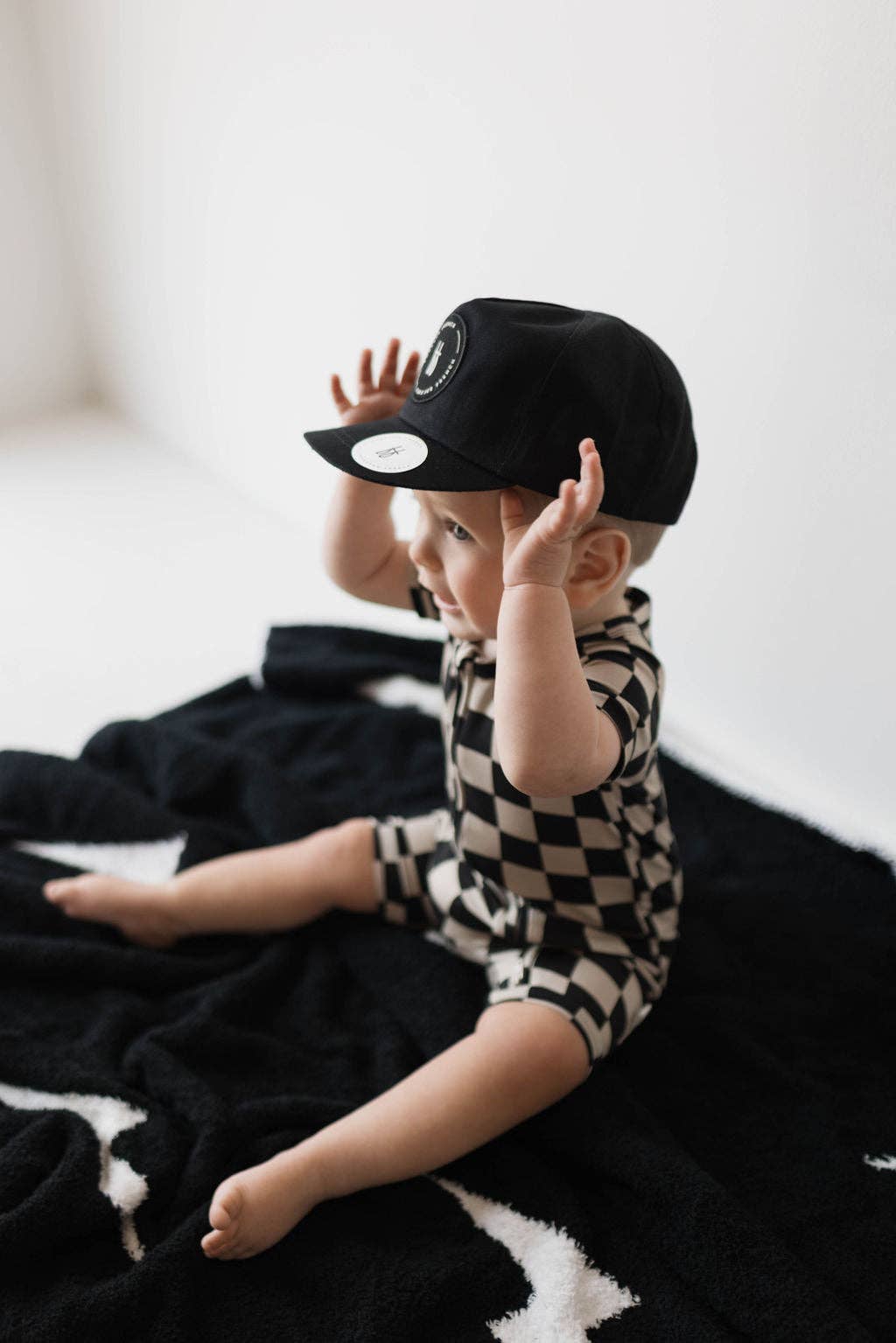 Forever French Baby - Shortie Bamboo Zip | Black Checker