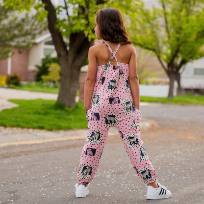 RAGS - Gathered Strappy Tank Rag Romper With Side Pockets - Cheetah pose