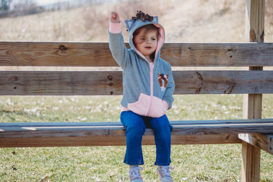 Doodle Pants - Pink Horse 3D Hoodie Toddler and Kids Western: 3T