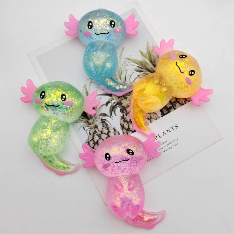 Glitter cute axolotl squishy toy