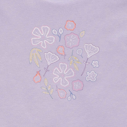 RAGS - Kids Hoodie with Seam Details - 'Chainstitch Floral - Lilac