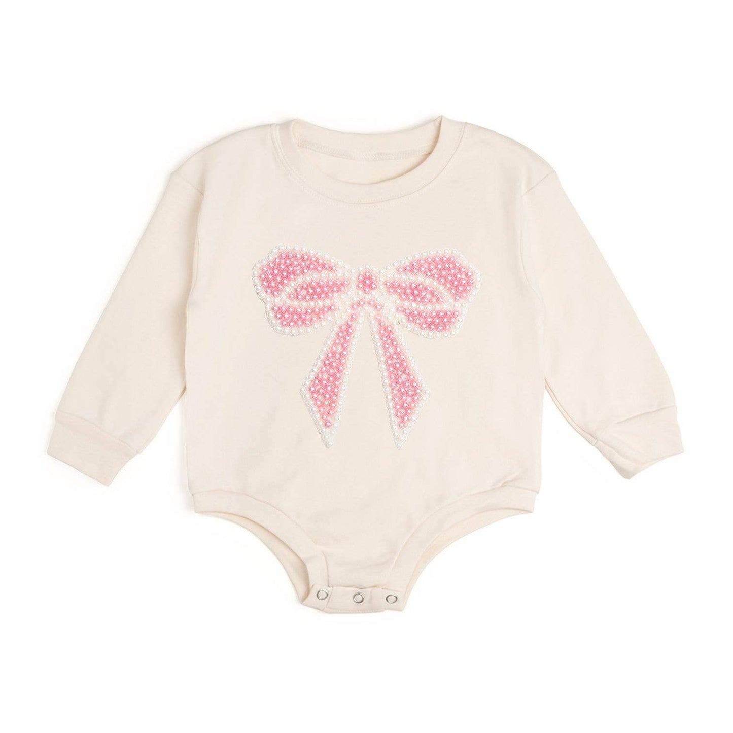 Sweet Wink - Pearl Bow Patch Long Sleeve Romper