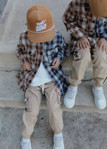 Little Trouble - Two-Tone Flannel Navy/Brown
