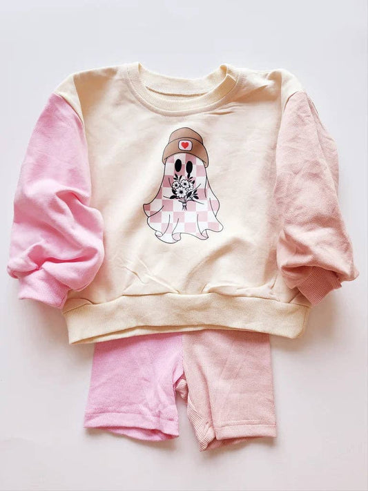 Fancy Shmancy Baby - Flower Ghost Bike Shorts Set: 3t (ships week 1 of August)